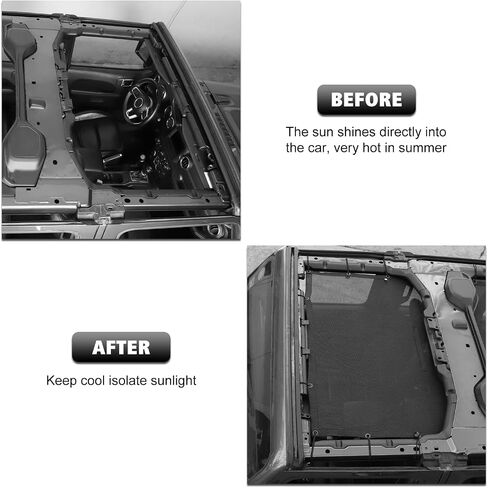 RT-TCZ Sunshade Mesh Top Cover Roof UV Sun Protection for Jeep Wrangler JLU & Gladiator JT Rubicon Sahara Sport 4 Door 2018-2024 in Saudi Arabia