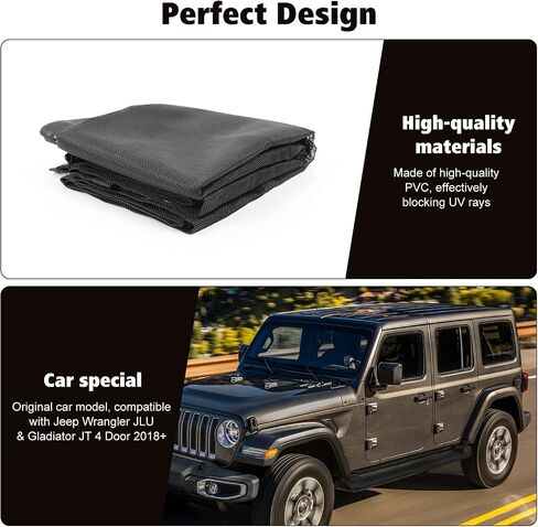 RT-TCZ Sunshade Mesh Top Cover Roof UV Sun Protection for Jeep Wrangler JLU & Gladiator JT Rubicon Sahara Sport 4 Door 2018-2024 in Saudi Arabia