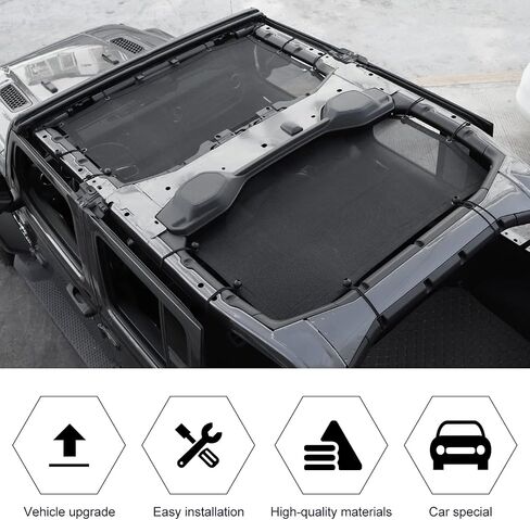 RT-TCZ Sunshade Mesh Top Cover Roof UV Sun Protection for Jeep Wrangler JLU & Gladiator JT Rubicon Sahara Sport 4 Door 2018-2024 in Saudi Arabia