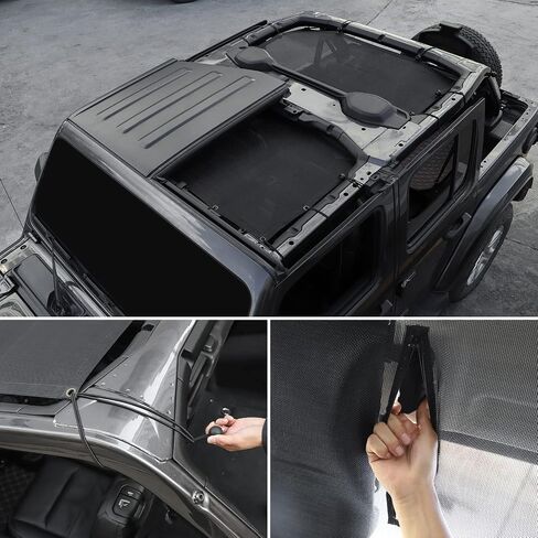 RT-TCZ Sunshade Mesh Top Cover Roof UV Sun Protection for Jeep Wrangler JLU & Gladiator JT Rubicon Sahara Sport 4 Door 2018-2024 in Saudi Arabia