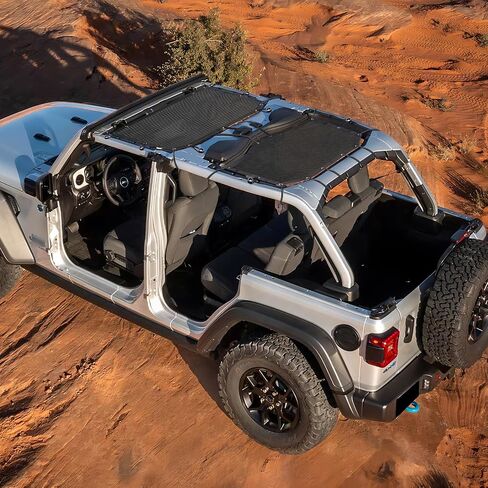 مظلة شمسية لسيارة Jeep Wrangler JLU 2024 - مظلة شمسية شبكية أمامية وخلفية لملحقات Jeep JL 4XE 4 أبواب غير محدودة - تحجب الأشعة فوق البنفسجية والرياح والضوضاء - غطاء علوي بيكيني JLkini من الملحقات العلوية الصلبة (أسود) in Saudi Arabia