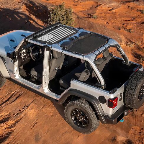 مظلة شمسية لسيارة Jeep Wrangler JLU 2024 - مظلة شمسية شبكية أمامية وخلفية لملحقات Jeep JL 4XE 4 أبواب غير محدودة - تحجب الأشعة فوق البنفسجية والرياح والضوضاء - غطاء علوي بيكيني JLkini من الملحقات العلوية الصلبة (أسود) in Saudi Arabia