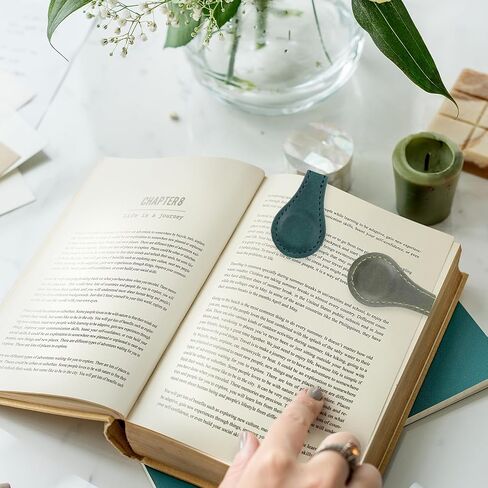 2 Pcs Leather Magnet Bookmark Retro Book Page Holder Vintage Page Marker Clip Handmade Cute Reading Accessories for Women Bookworm Book Lovers Reader Gift in Kuwait