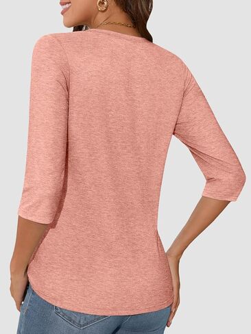 ATHMILE Women's Casual 3/4 Sleeve T-Shirts Round Neck Cute Tunic Summer Tops Basic Tees Fall Blouses Loose Fit Pullover in Kuwait