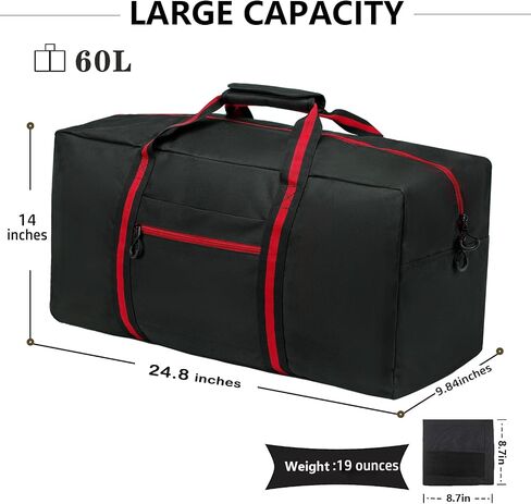 24.8 " Travel Bag, Gym Bag for Men Women, Weekender Overnight Bag 60L Duffle Bag for Traveling with Trolley Sleeve Wet Pocket in Kuwait