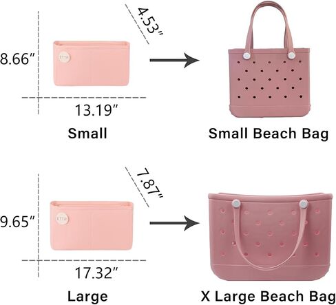 Rubber Beach Bag Organizer Compatible with Bogg Bag X Large Open Tote Bag,Divider Pouch for BOGG BAG Accessories Purse Organizer Insert (Rosy, Large) in Saudi Arabia