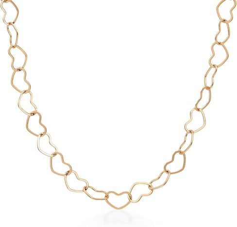 Gem Stone King Solid 18K Yellow Gold Heart Link Chain Necklace For Women and (18 Inches Length, 3MM Width) in Saudi Arabia