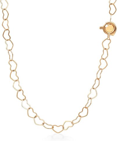 Gem Stone King Solid 18K Yellow Gold Heart Link Chain Necklace For Women and (18 Inches Length, 3MM Width) in Saudi Arabia