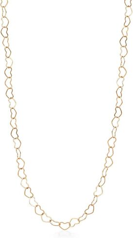 Gem Stone King Solid 18K Yellow Gold Heart Link Chain Necklace For Women and (18 Inches Length, 3MM Width) in Saudi Arabia