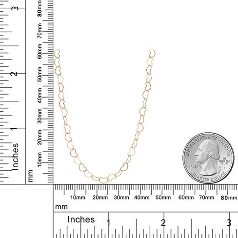 Gem Stone King Solid 18K Yellow Gold Heart Link Chain Necklace For Women and (18 Inches Length, 3MM Width) in Saudi Arabia