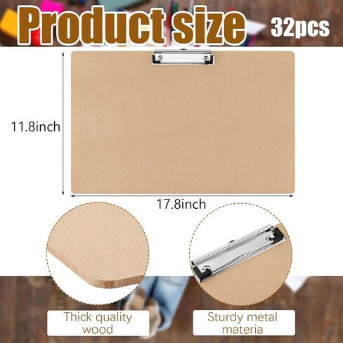 8 Pcs 11x17 Clipboard Wooden Lap Board with Low Profile Clip Desk Brown Clipboard Landscape Clipboard Horizontal Clipboard Ledger Brown Hardboard for Drawing Sketching Art Supplies in Saudi Arabia