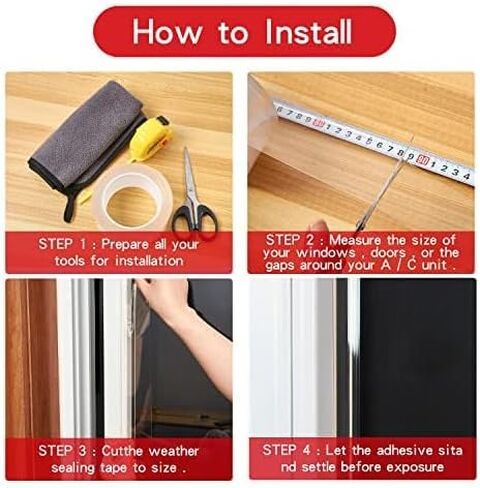 Transparent Window Weather Sealing Tape, 1.2IN x 16FT, Clear Window Draft Isolation Sealing Film Tape for Door Draft Stopper Adhesive Tape, Doors Windows and Shower Glass Gaps in Kuwait