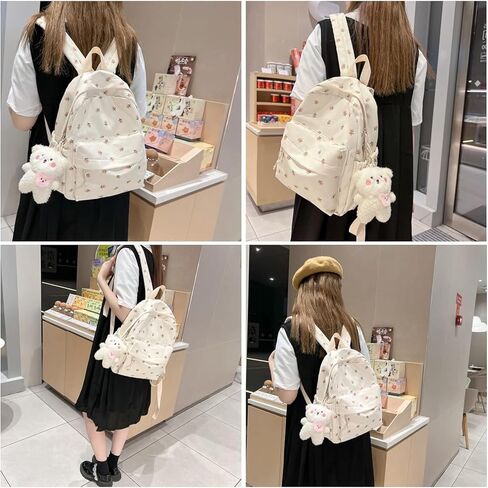 Kawaii Backpack with Y2k Aesthetic and Cute Floral Design Mini Korean Style fashion Bag (White) in Saudi Arabia