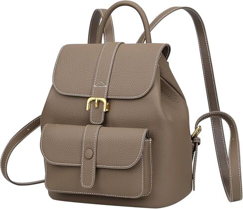 حقيبة ظهر من الجلد الطبيعي من Over Earth للنساء حقيبة ظهر جلدية صغيرة للسيدات حقيبة ظهر عصرية غير رسمية (O217E رمادي) in Kuwait