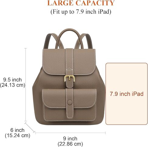 حقيبة ظهر من الجلد الطبيعي من Over Earth للنساء حقيبة ظهر جلدية صغيرة للسيدات حقيبة ظهر عصرية غير رسمية (O217E رمادي) in Kuwait