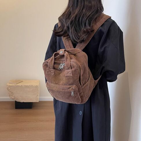 Makukke Small Backpack Purse for Women Corduroy Vintage Backpack Women Mini Backpack Fashion Casual Backpack Aesthetic Purse, Green Backpack in Saudi Arabia