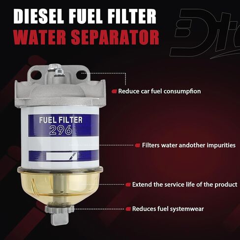 Single Diesel Fuel Filter Assembly With Glass Bowl Compatible With Ford Massey Ferguson Vehicle Tractor 2000 2610 3610 4610, 133 135 140 145 165 168 175 178 Replaces# 7111-296, C7NN9162B in Saudi Arabia