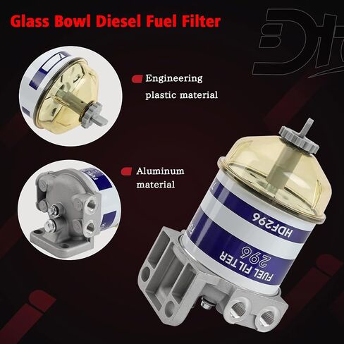 Single Diesel Fuel Filter Assembly With Glass Bowl Compatible With Ford Massey Ferguson Vehicle Tractor 2000 2610 3610 4610, 133 135 140 145 165 168 175 178 Replaces# 7111-296, C7NN9162B in Saudi Arabia