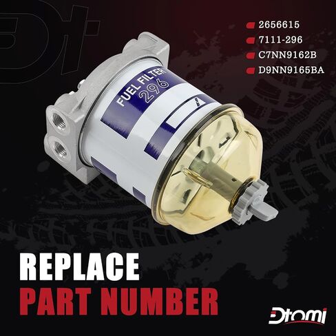 Single Diesel Fuel Filter Assembly With Glass Bowl Compatible With Ford Massey Ferguson Vehicle Tractor 2000 2610 3610 4610, 133 135 140 145 165 168 175 178 Replaces# 7111-296, C7NN9162B in Saudi Arabia