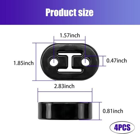 4 PCS 2 Holes Car Muffler Exhaust Hanger, Waterproof Durable Vehicle Exhaust Pipe Support Bracket Replacement, Universal Automotive Muffler Shock Absorbent Mount for Pipe (Black) in Saudi Arabia