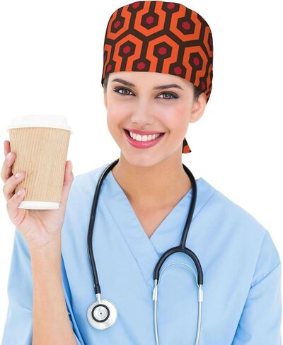 Colorful Tie Dye Working Cap Scrub Cap with Sweatband Adjustable Fashion Elastic Bandage Tie Back Hat Headwear for Women Men in Saudi Arabia