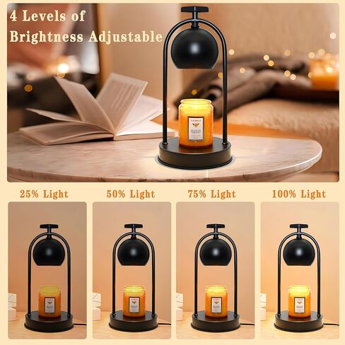 مصباح تدفئة الشموع مع لمبتين، سخان شموع كهربائي مع مؤقت، لمحبي الشموع، مصباح شمعة خافت للضوء، متوافق مع الشموع المختلفة، حاملات شموع لديكور المنزل، أسود in Kuwait