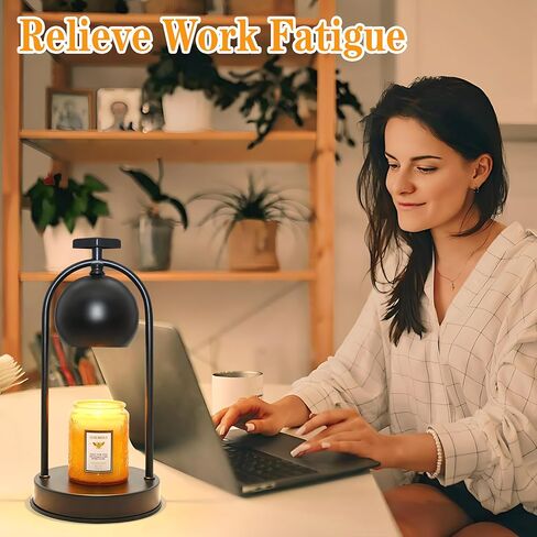 مصباح تدفئة الشموع مع لمبتين، سخان شموع كهربائي مع مؤقت، لمحبي الشموع، مصباح شمعة خافت للضوء، متوافق مع الشموع المختلفة، حاملات شموع لديكور المنزل، أسود in Kuwait