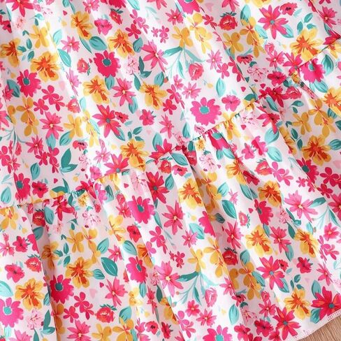 Girls' 2 piece outfit, summer dress, Suit Ruffle White Sleeveless Top Digital Print Floral Long Skirt Set 8-12 years in Saudi Arabia