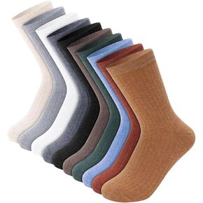 Womens Cotton Crew Socks Soft Casual Above Ankle Socks Colorful Athletic Stretch Socks for Women Ladies Girls 10 Pack