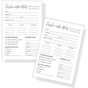 Freshie Order Form | 50 pk | 5x7" inches | Small Business Client Order Forms for Freshie Customer Orders | Freshies Supplies for DIY Crafts for use with Beads and Silicone Molds, Freshies Scent Labels