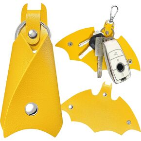 Leather Bat Keychain Car Key Fob EDC Key Chain Case Accessories with Key Ring Clip for Men Women Boyfriend Gifts