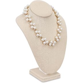 MOOCA 2 Pcs Necklace Chain Jewelry Bust Display Holder Stand, Necklaces Display Necklace Mannequin, Necklace Bust, Jewelry Display Bust Stand, Jewelry Stand, 11" H, White Leatherette