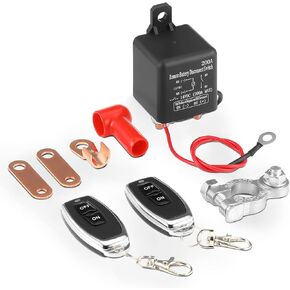 Remote Battery Disconnect Switch 12V 200A Car Kill Switch Anti-Theft Remote Control Switch with Two Wireless Remote Control Relay Fobs Battery Anti-Leakage for Auto Truck Boat