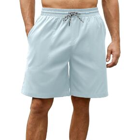 Hardaddy Mens Casual Shorts Stretch Waist Summer Beach Shorts with 5 Pockets Include 1 Zipper Pocket