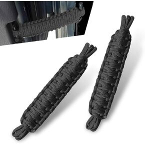 Pack-2 Car Door Limit Strap, Tensile Resistant Door Swing Paint Protection Limiter, Heavy-duty Paracord Hand-woven Straps Locator, Compatible with Jeep Wrangler CJ YJ TJ JK JKU JL (Red)