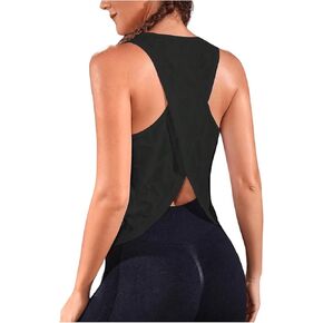 SweatyRocks Women's Tank Tops Asymmetrical Hem Wrap Sleeveless Running Yoga Tops