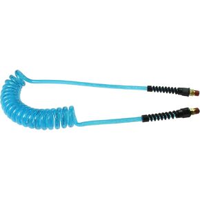 Coilhose Pneumatics PUE14-25A-T Flexeel Reinforced Polyurethane Coiled Air Hose, 1/4" ID, 25' Length with (1) 4" Rigid Fitting and (1) 4" Swivel, Transparent Blue