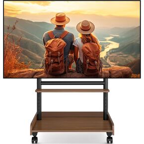 Rfiver Rolling TV Stand with Wheels for Most 40-86 Inch TVs up to 150lbs, Height Adjustable Mobile TV Stand with Shelf, Portable TV Cart, Floor TV Stand for Living Room, Max VESA 600x400mm (Black)