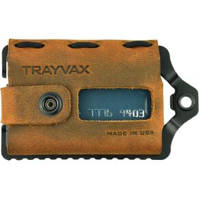 Trayvax Element Wallet, RFID Front Pocket Credit Card Holder with Money Clip, Minimalist Slim Leather Metal Wallet for Men and Women, Raw Mississippi Mud