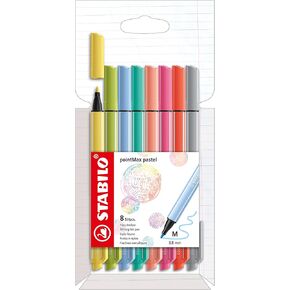 STABILO Nylon Tip Writing Pen pointMax - Wallet of 8 - Assorted Pastel colors