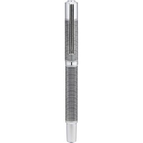 Yookers Metis Refillable Fibre Pen in Satin Chrome Black Grid 1.0mm Tip