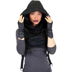 Cyberpunk Clothing Hooded Utility Top Hoodie Vest Cyber Punk Goth Mask Hood Festival Outfit Stage Techwear Dark Chest Rig