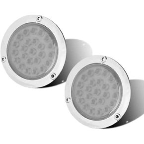 Gama 2PCS 4 Inch Round 24 LED Tail Light Trailer/truck Turn Signal rear (White) (6605)