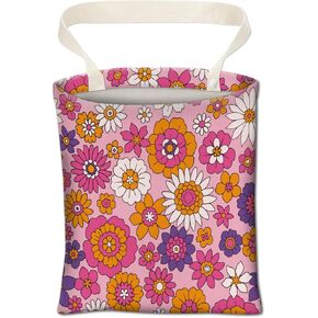 Car Trash Can, Cute Car Trash Bag, Hanging Car Organizer and Storage Bag, Trash Bin for Car Accessories, Vehicle, Travelling, Camping Pink Cute Flowers