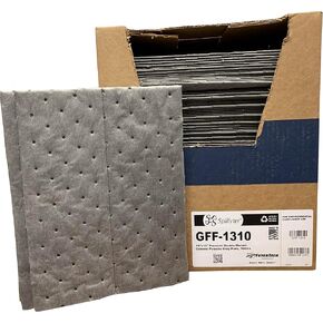 GFF-1310 Extra Heavy Absorbent,12 Gal Capacity, Polypropylene, Gray Pad (13" x 10") 100/Box