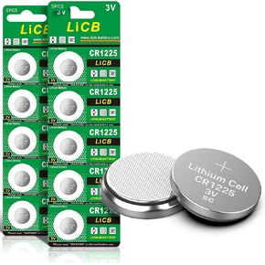 LiCB CR1225 Battery,Long-Lasting & High Capacity CR1225 Lithium Batteries,3 Volt Coin & Button Cell (5-Pack)