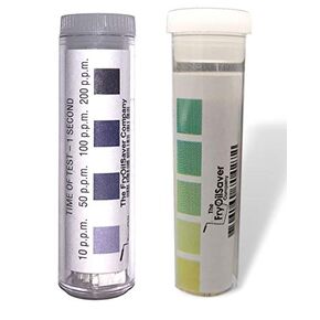 Restaurant Sanitizer Test Kit Combo, 2x Vials of 100 Strips Each, QR5 Quat Sanitizer Test Strips 0-200ppm & Chlorine Test Strips 0-400ppm for Food Service, Bar & Restaurants Supplies by FryOilSaver Co