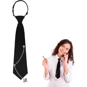 Womens Tie, Pre Tied Black Ties for Women Adjustable Womens necktie Punk Style in Kuwait