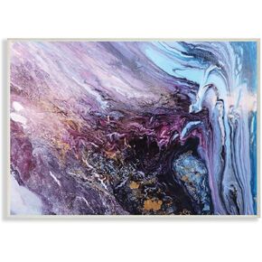 Stupell Industries Abstract Liquid Purple Blue Texture Painting, Design by Leticia Herrera Wall Art, 11 x 14, Grey Framed