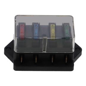 4 Way Car Blade Fuse Block Box, 12V/24V Fuse Block with Damp-Proof Cover Car Assessories Parts for Car, Vehicle, Automotive, Truck, Boat